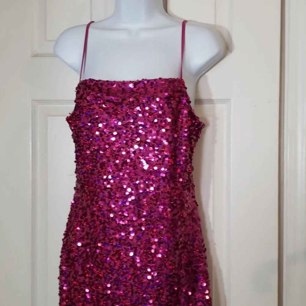 Wild Fable Pink sequined spaghetti strap mini slip dress - Picture 2 of 9
